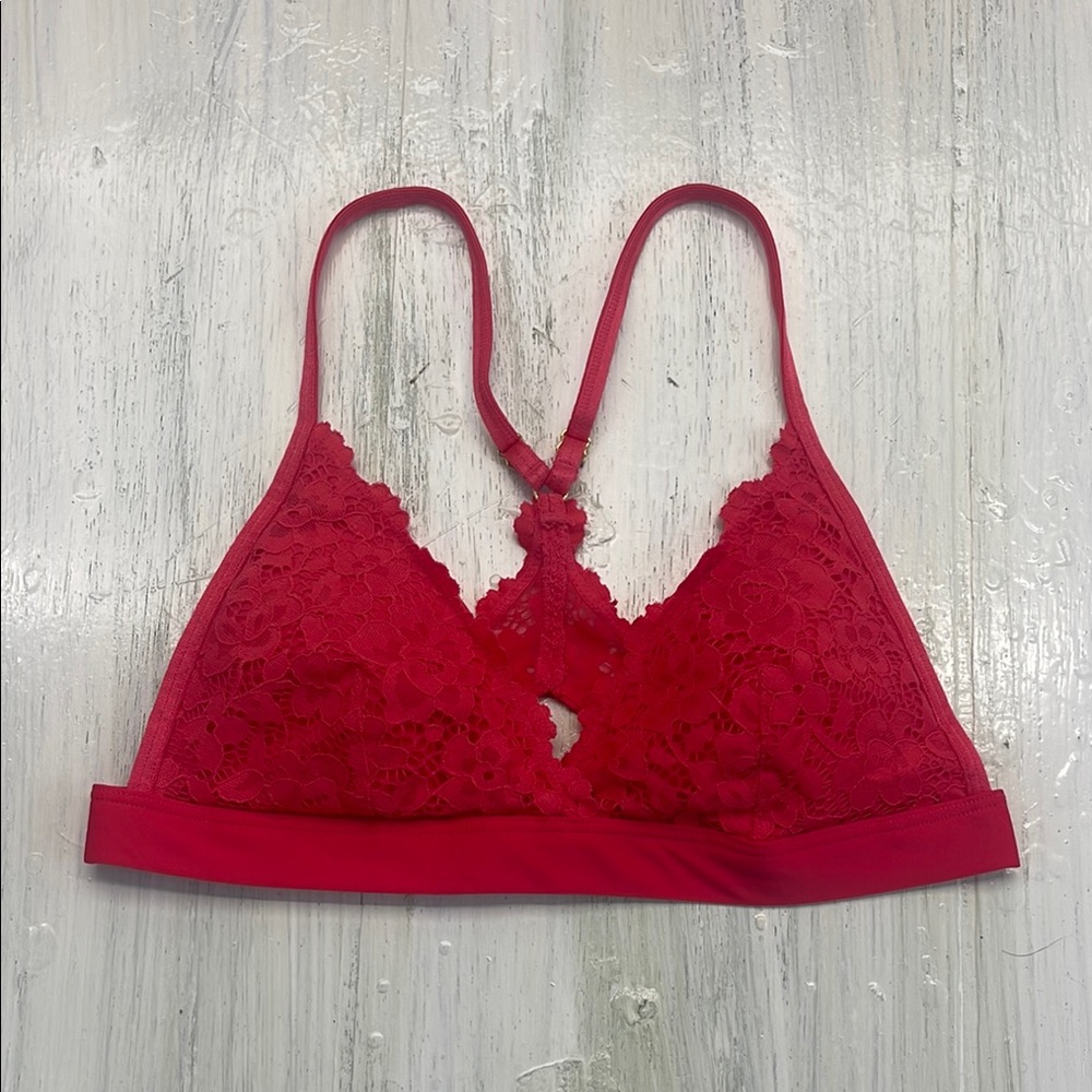 Sam Edelman Pink/Red lace Bralette Sz S